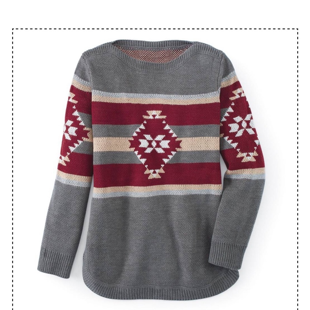 Back in the Saddle Southwest Aztec Santa Fe split rail tunic sweater 3X